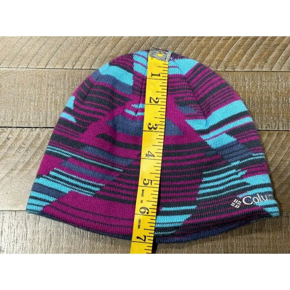 Columbia Pink REVERSIBLE Blue Stripe Beanie Size S/M Youth